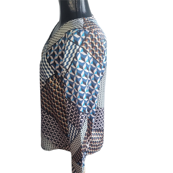 Kaffe Geometric Patchwork Look Patterned V-Neck Blouse 36 - Picture 4 of 7